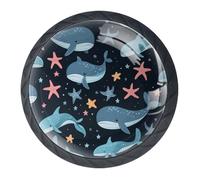 4 pomelli a forma di balena, 35 mm, rotondi, neri, per cassetti e cassettiere, maniglie a foro singolo, pomelli per porte e maniglie per la decorazione della casa, armadio, armadio