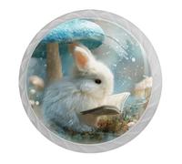 4 pomelli a forma di coniglio a fungo con viti di 2 dimensioni, maniglie rotonde bianche per cassetti, armadi, porte, per cucina e cassettiera, ufficio, armadio da bagno