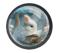 4 pomelli a forma di fungo a forma di coniglio, pomelli rotondi neri da 35 mm, per cassetti e cassettiere, maniglie per porte e armadi, per decorare la casa, armadio, armadio