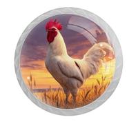 4 pomelli a forma di gallo con viti di 2 dimensioni, 35 mm, rotondi, bianchi, per cassetti, armadi, porte, per cucina e cassettiera, ufficio, armadietto del bagno