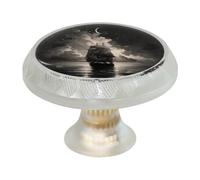 4 pomelli a forma di luna a vela con viti di 2 dimensioni, maniglie trasparenti per cassetti, armadi, porte, per cassettiere e cucina, armadio da bagno, ufficio