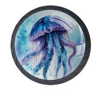 4 pomelli artistici per armadietti a medusa, 35 mm, rotondi, neri, per cassettiera, maniglie per porte e armadietti, maniglie per porte e maniglie, per decorare la casa, armadio, armadio