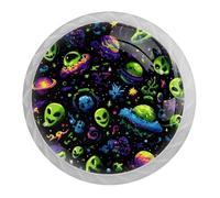 4 pomelli astratti alieni per armadietti, pomelli rotondi bianchi da 35 mm, per cassetti e cassettiere, maniglie per porte e armadietti, maniglie per porte e maniglie, per decorare la casa, armadio