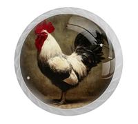 4 pomelli bianchi a forma di gallo, pomelli rotondi bianchi da 35 mm, per cassetti, porte, cucina, armadietti, maniglie a foro singolo in acciaio inox con viti per decorare la casa, armadio, armadio