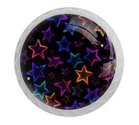 4 pomelli colorati con stampa a stella, pomelli rotondi bianchi da 35 mm, per cassettiera, maniglie per porte e armadietti, maniglie per porte, armadi, decorazioni per la casa, guardaroba