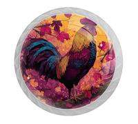 4 pomelli divertenti a forma di gallo con viti di 2 dimensioni, maniglie rotonde bianche per cassetti, armadi, porte, per cucina e cassettiera, ufficio, armadietto del bagno