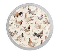 4 pomelli e maniglie a forma di gallo in stile cartone animato - 35 mm rotondi bianchi maniglie per mobili armadio - viti di due dimensioni incluse