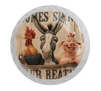 4 pomelli e maniglie per credenza a forma di gallo, 35 mm, rotonde, bianche, per armadio, mobili, 2 misure di viti incluse