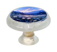 4 pomelli floreali a margherita per armadietti, pomelli rotondi per cassetti da 35 mm, maniglia trasparente a foro singolo, con viti, per armadi da cucina, bagno, decorazione per la casa
