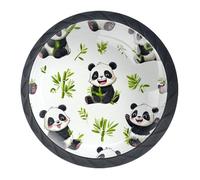 4 pomelli in bambù a forma di panda, con viti di 2 dimensioni, maniglie rotonde nere per cassetti, armadi, porte, per cucina e cassettiera, armadio da bagno, ufficio