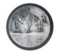 4 pomelli in bambù a forma di tigre con viti di 2 dimensioni, maniglie rotonde nere per cassetti, armadi, porte, per cucina e cassettiera, armadio da bagno, ufficio