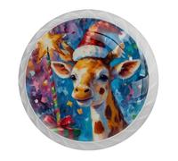 4 pomelli natalizi a forma di giraffa, rotondi bianchi da 35 mm, per cassetti e cassettiere, maniglie per porte e armadi, per decorare la casa, armadio, armadio