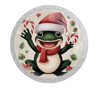 4 pomelli natalizi a forma di rana con viti di 2 dimensioni, maniglie rotonde bianche per cassetti, armadi, porte, per cucina e cassettiera, armadio da bagno, ufficio