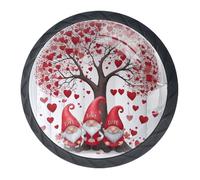 4 pomelli per armadietti a forma di gnomo con albero dell'amore, 35 mm, rotondi, neri, per porte, cucina, armadietti, maniglie a foro singolo in acciaio inox con viti per decorare la casa, armadio