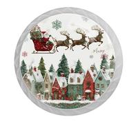 4 pomelli per armadietti a forma di renna di Babbo Natale, con viti di 2 dimensioni, 35 mm, colore bianco, rotonde, per cassetti, armadi, porte, per cucina e cassettiera, armadio da bagno, ufficio