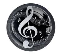 4 pomelli per armadietti con notazione musicale, pomelli rotondi neri da 35 mm, pomelli per cassetti e porte, utensili da cucina, maniglia a foro singolo in acciaio inox con viti per decorare la casa
