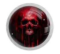 4 pomelli per armadietti con teschio rosso, pomelli rotondi bianchi da 35 mm, pomelli per cassetti e porte, utensili da cucina, pomelli in acciaio inox a foro singolo con viti per decorare la casa