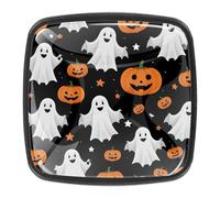 4 pomelli per cassetti a forma di zucca fantasma di Halloween, maniglie per armadietti, pomelli quadrati neri, pomelli per porte, armadi, cucina, mobili