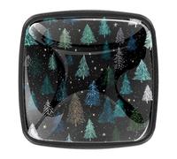 4 pomelli per cassetti, alberi di pino, stelle, neve, motivo natalizio, base nera, 30 mm, pomelli per armadio, porta, armadio, maniglie per cucina, camera da letto, armadio