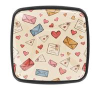 4 pomelli per cassetti, buste di San Valentino, lettere e cuori, base nera, 30 mm, pomelli per cassettiera, armadio, porta, armadio, maniglie per cucina, camera da letto, armadio