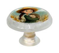 4 pomelli per cassetti e armadietti a forma di ragazza e riccio, maniglie trasparenti per armadietti da cucina, pomelli rotondi per porte di mobili da 35 mm