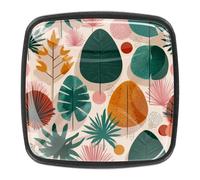 4 pomelli per cassettiera, estetici e moderni, con palma tropicale, senza cuciture, in ABS, quadrati, maniglie per armadietti da cucina, armadio, camera da letto