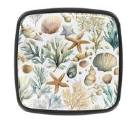 4 pomelli per cassettiere, acquerelli, stelle marine, conchiglie, alghe e piante, in ABS, quadrati, maniglie per armadietti da cucina, armadio, camera da letto