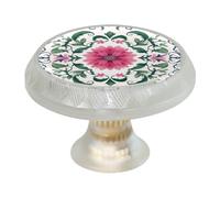 4 pomelli rosa floreali mandala, pomelli per cassetti, maniglie trasparenti per credenze da cucina, pomelli rotondi per porte di mobili da 35 mm