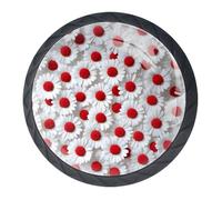 4 pomelli rossi a margherita per armadietti, pomelli rotondi neri da 35 mm, per cassetti e cassettiere, maniglie per ante di armadietti, maniglie per porte e maniglie, per decorare la casa, armadio