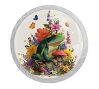 4 pomelli rotondi bianchi a forma di rana, 35 mm, per cassetti e cassettiere, maniglie per ante di armadietti, maniglie per porte e maniglie per armadi, decorazioni per la casa, guardaroba