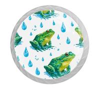 4 pomelli rotondi bianchi con stampa a rana, 35 mm, per cassetti e cassettiere, maniglie per ante di armadietti, maniglie per porte e maniglie, per armadi, decorazioni per la casa, guardaroba