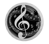 4 pomelli rotondi bianchi per armadietti con notazione musicale, 35 mm, pomelli per cassetti e cassettiere, maniglie a foro singolo, per decorare la casa, armadio, armadio