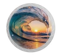 4 pomelli rotondi bianchi per armadietti da spiaggia al tramonto, 35 mm, pomelli per cassetti e cassettiere, maniglie per ante di armadietti, maniglie per porte e maniglie, per armadio, decorazione