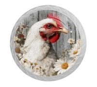 4 pomelli rotondi bianchi per cassetti a forma di gallo, 35 mm, per porte, cucina, armadietti, maniglie a foro singolo in acciaio inox con viti per decorare la casa, armadio, armadio