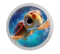 4 pomelli rotondi bianchi per cassetti a forma di tartarughe marine, da 35 mm, per porte, cucina, armadietti, maniglie a foro singolo in acciaio inox con viti per decorare la casa, armadio, armadio