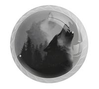 4 pomelli rotondi bianchi per cassetti con lupo luna, 35 mm, per porte, cucina, armadietti, maniglie a foro singolo in acciaio inox con viti per decorare la casa, armadio, armadio