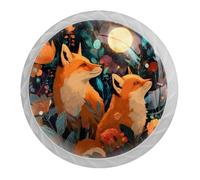 4 pomelli rotondi bianchi per cassetti e cassettiere con volpe luna, 35 mm, per armadietti, porte e maniglie, per armadi, decorazioni per la casa, guardaroba