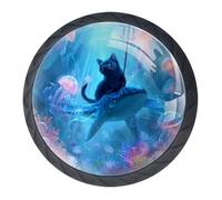 4 pomelli rotondi neri a forma di balena, 35 mm, per cassetti e cassettiere, maniglie a foro singolo, pomelli per porte e maniglie per la decorazione della casa, armadio, armadio