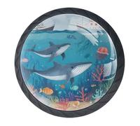 4 pomelli rotondi neri a forma di balena, 35 mm, per cassetti e cassettiere, maniglie a foro singolo, pomelli per porte e maniglie per la decorazione della casa, armadio, armadio