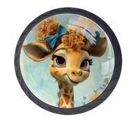 4 pomelli rotondi neri a forma di giraffa, 35 mm, per cassetti e credenze, maniglie per porte e armadietti, maniglie per porte e maniglie, per decorare la casa, armadio, armadio