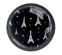 4 pomelli rotondi neri da 35 mm, con torre Eiffel, maniglie per porte e armadietti, maniglie per porte e maniglie per la decorazione della casa, armadio, armadio