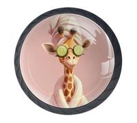 4 pomelli rotondi neri per cassetti da doccia, a forma di giraffa, da 35 mm, per porte, cucina, armadietti, maniglie a foro singolo in acciaio inox con viti per decorare la casa, armadi, armadi