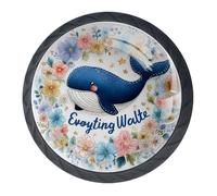 4 pomelli rotondi neri per cassetti e cassettiere con balena in stile cartone animato, 35 mm, maniglie per porte e armadietti, maniglie per porte e maniglie, per decorare la casa, armadio, armadio