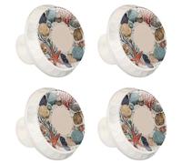4 pomelli rotondi per cassettiera, scarabocchiare conchiglie, stelle marine, alghe e corallo, in ABS, maniglie rotonde per armadio da cucina, armadio, camera da letto