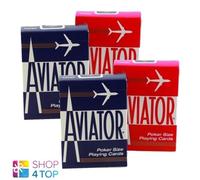 4 Ponti Aviator Standard Index Carte da Gioco 2 Rosso 2 Blu Poker Uspcc Nuovo