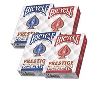 4 Ponti BICYCLE Prestige 100% Plastica Poker Carte da Gioco Jumbo 2 Rosso 2 Blu
