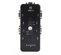 4 - Port USB 2.0 KVM Switch with VGA SVGA Monitor Hub, Keyboard Mouse Sharing Adapter for PC, No External Power Required, LED Status Indicator, Supports Linux Unix