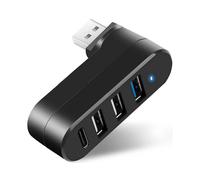 4-Port USB 3.0 Hub with 180 Degree Rotation - 3 USB Ports + 1 USB-C Power/Data Port