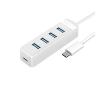 4 Port USB 3.0 HUB with Type C Power Supply Port for PC Laptop Computer Accessories ABS USB Splitter USB3.0 OTG (Color : White)