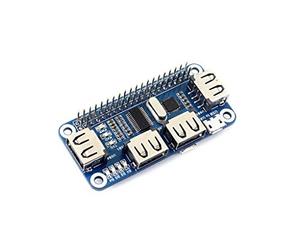 4 Port USB HUB HAT Compatible with USB2.0 1.1 For Raspberry Pi Zero B B+ 2 3 Model B Serial Debugging, USB to UART Onboard
